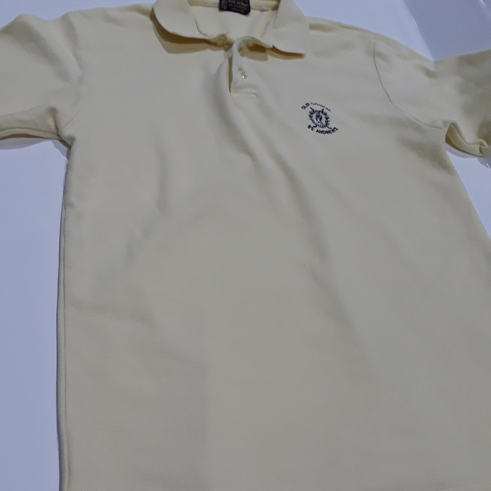 Tom Morris St. Andrews Scotland yellow golf shirt